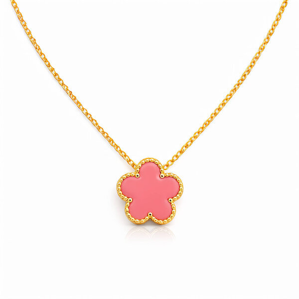 "Flower" Necklace, 18K Gold Plated Steel