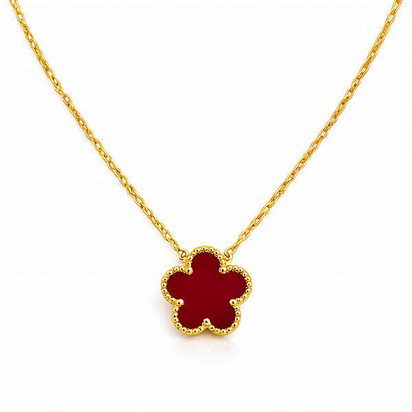 "Flower" Necklace, 18K Gold Plated Steel