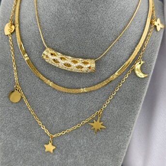 18K gold plated Stainless steel  "Star" necklace, Intensity