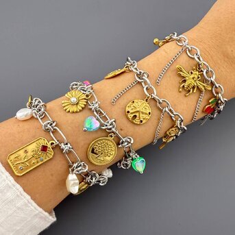 "Bee" Bracelet, 18K Gold Plated Steel