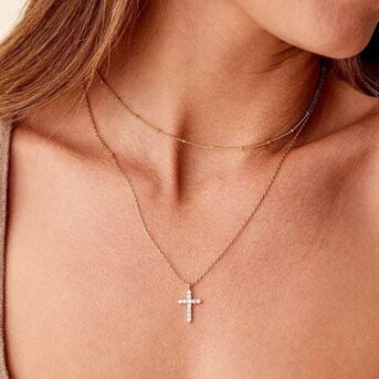 18K gold plated Stainless steel  "Crosses" necklace, Intensity